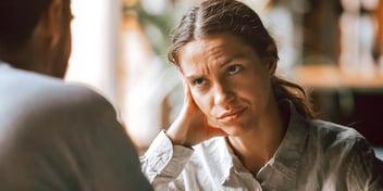 woman and spouse in heated conversation