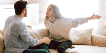angry woman blaming her spouse for everything that has gone wrong