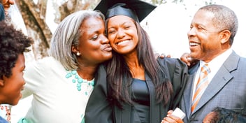 family together at their daughter's college graduation