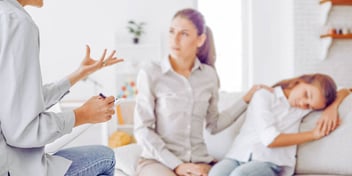 co parents argue about child support in front of upset daughter