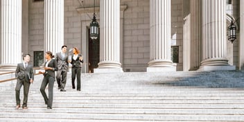 people on courthouse steps