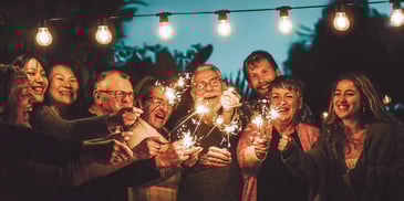 friends celebrating and supporting each other