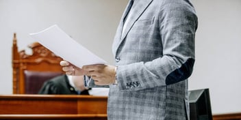 experienced lawyer presents his case in court