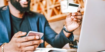 man making an online payment