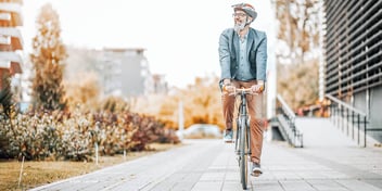 Man commuting to work on his bicycle
