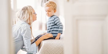 mother talking to her son