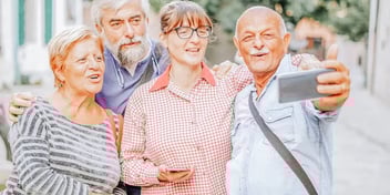 Older adults taking selfie