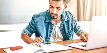 man reviewing his finances