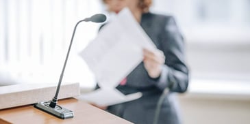 woman presenting evidence in family court