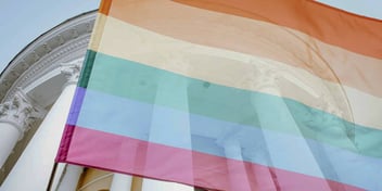 pride flag outside a courthouse