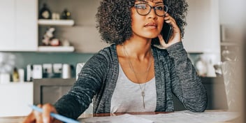 woman asking questions on the phone