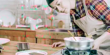 woman cooking food