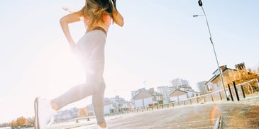 Woman trains for a race outside