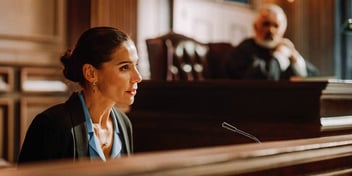 woman on the stand in divorce court