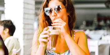 woman relaxing at a cafe without a care in the world