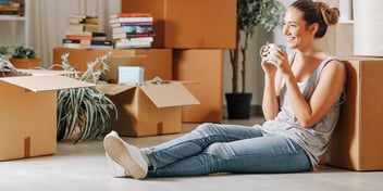 woman resetting and taking some time to herself with a cup of tea
