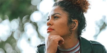 pensive woman thinking about her future